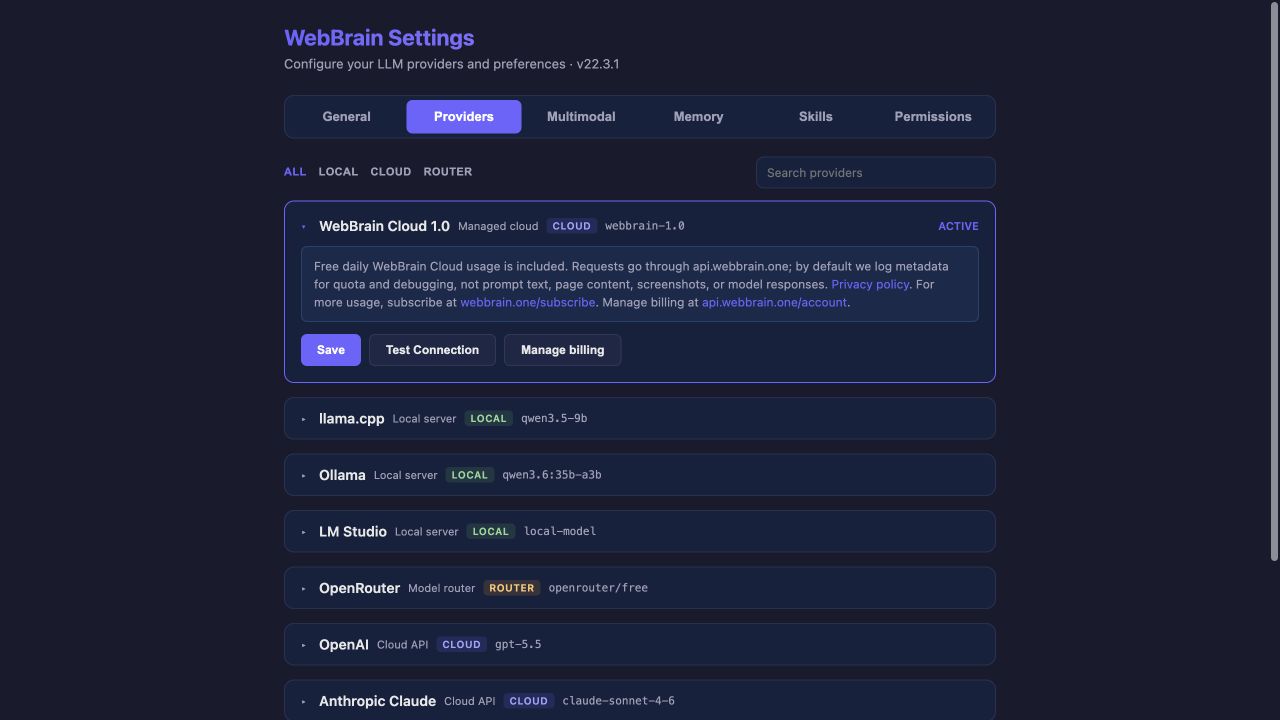 WebBrain 提供商设置英文界面